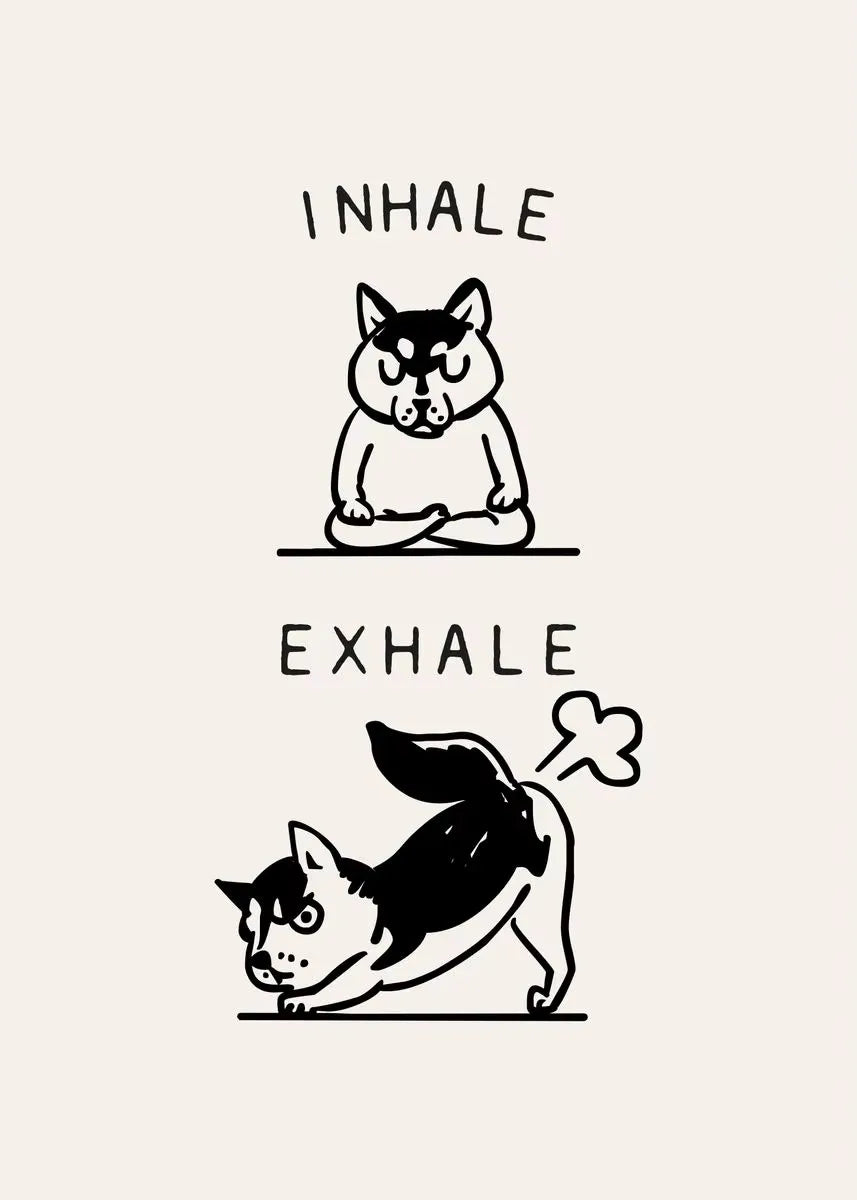 Inhale Exhale Poster Llama Sloth Husky Bulldog Dachshund Canvas Printing For Home Living Room Wall Decoration Frameless Painting