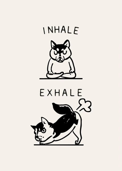Inhale Exhale Poster Llama Sloth Husky Bulldog Dachshund Canvas Printing For Home Living Room Wall Decoration Frameless Painting