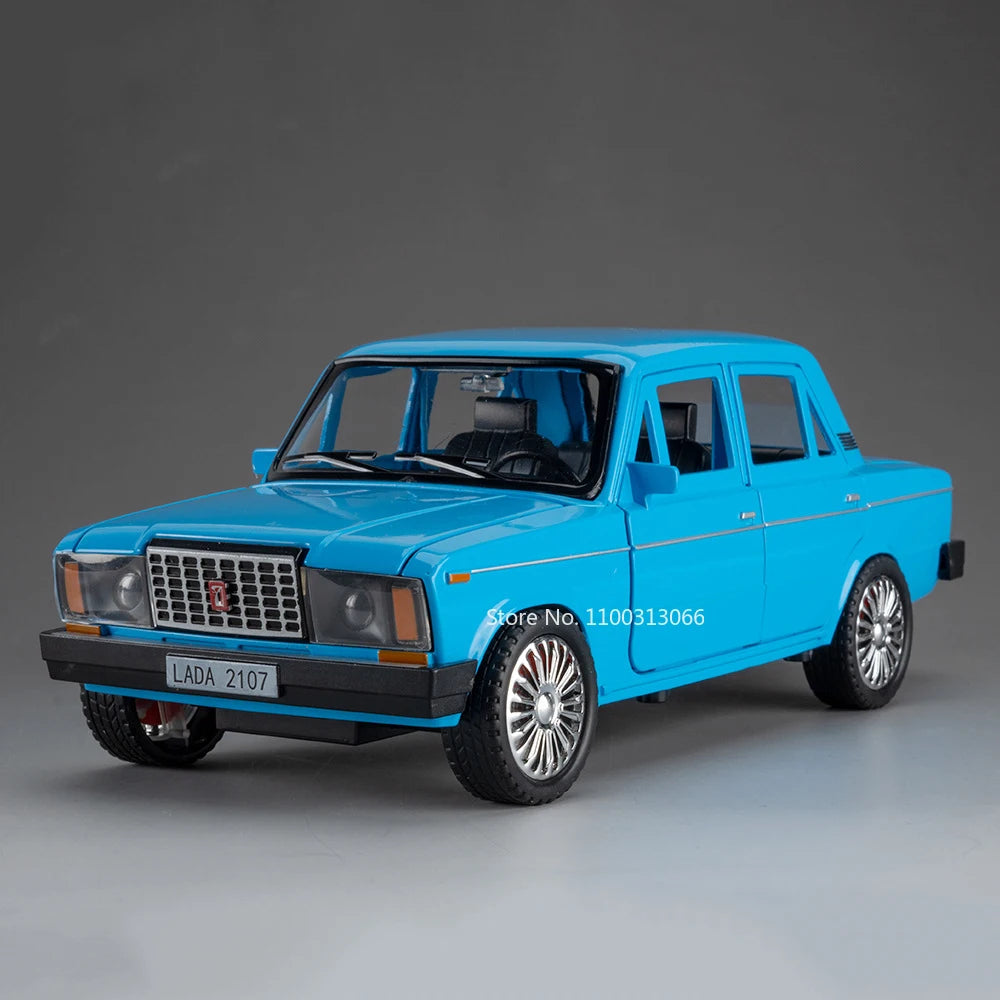 1:18 Russian LADA 2107 Niva Toys Alloy Diecast Cars Models Light Music Rubber Tires Vehicles Pull Back Miniature Car Kids Gifts