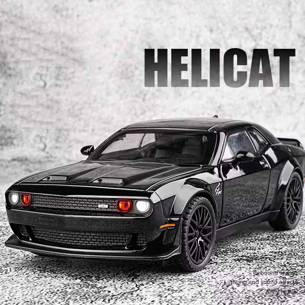 1:32 Scale Challenger SRT Demon HellCat Cars Toy Models Alloy Sports Car Light Sound Police Car Model Toy Kids Collection Gifts