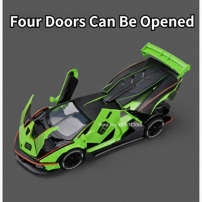 1:32 Scale Lambor SCV12 Alloy Car Toy Metal Diecast Model Vehicle with Light Sound Pull Back Function Sport Car for Boy Gifts