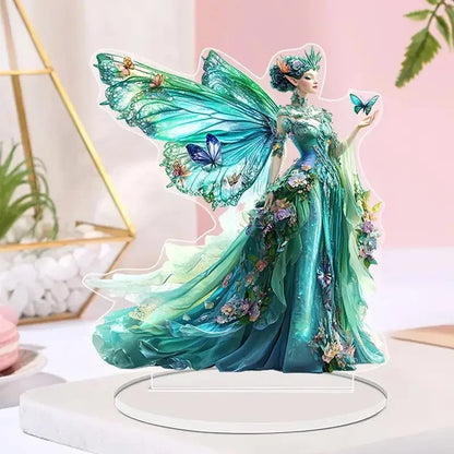 Vibrant Green Butterfly Fairy 2D Flat Acrylic Table Decoration ,Home,studio,Cafe,room, Ornament Desktop Gift Kit Sign