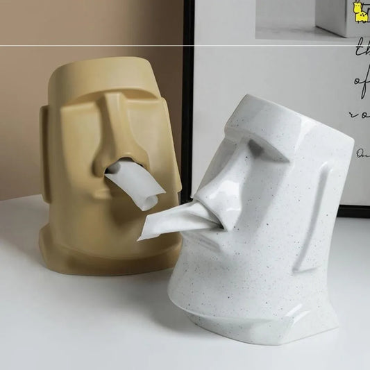 Creative Napkin Box Nordic Style Stone Statue Personality Nostril Tissue Box Light Luxury Dining Table and Tea Table in Living