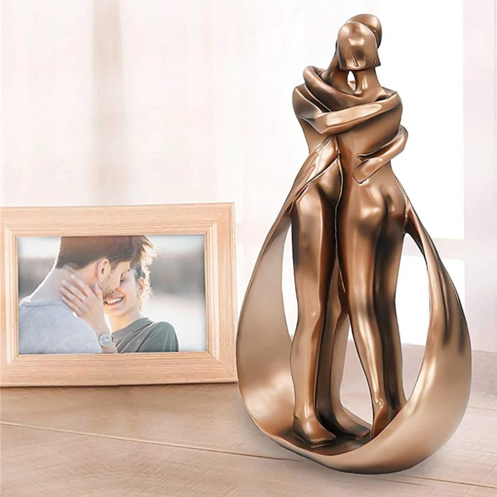 Couple Resin Sculpture Statue Anniversary Romantic Figurine Lover Ornament Decoration Gifts 25Th Hug Figure Crafts Abstract Kiss