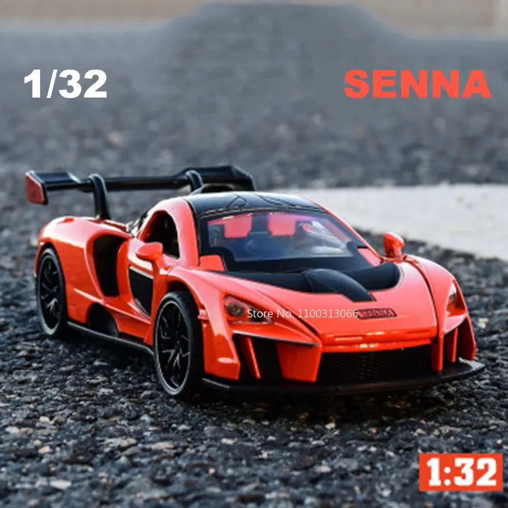 1/32 Scale Senna Alloy Cars Models Diecasts Metal Toys Vehicles Model Simulation Sound And Light Collection Kids Birthday Gifts