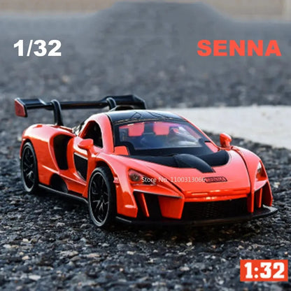 1/32 Scale Senna Alloy Cars Models Diecasts Metal Toys Vehicles Model Simulation Sound And Light Collection Kids Birthday Gifts