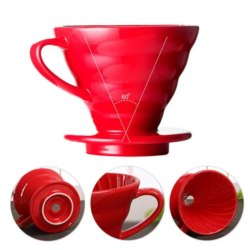 V60 Coffee Set Ceramic HandBrew Coffee Filter Cup Conical Filter Spiral Drip Matte Filter Coffeware Set Paper Coffee Dripper Kit