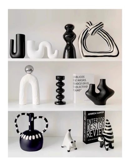 Livetai Wabi-Sabi Ceramic Abstract Sculpture,Handmade Irregular Decorative Ornament for Modern Home Decor, Bookshelf, Bar,