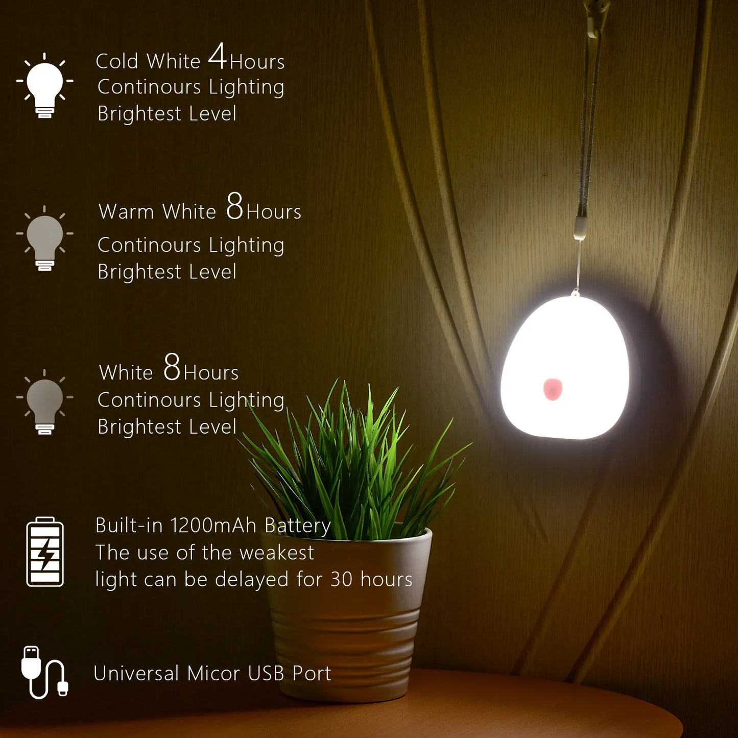 QACA Warm White Soft LED Night Light for Nursing Learning Bedroom Decoration Touch Sensor Portable Lamp Baby Kids Gift