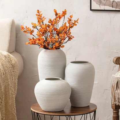 Home minimalist countertop solid color creative Japanese dried flowers hydroponic vase ornament combination set Jingdezhen