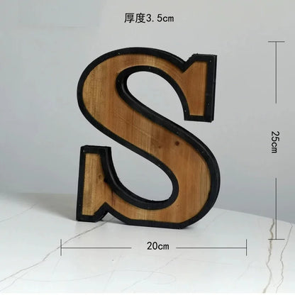 Industrial Style Uppercase English Letter Combination Distressed Solid Wood Bar Ornaments Cafe Shop Logo Decor Desktop Crafts