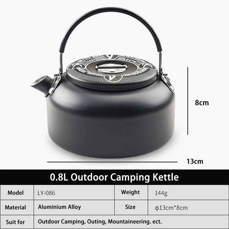 0,8 l tragbarer Camping-Wasserkocher im Freien, Aluminiumlegierung, Teekanne, Kaffeegeschirr, Wasserkocher für Wandern und Picknick