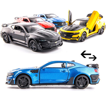 1:32 Camaro Cars Alloy Toys Diecasting Models with Sound Light Vehicles Rubber Tires Police Car for Boys Adult Festival Gifts