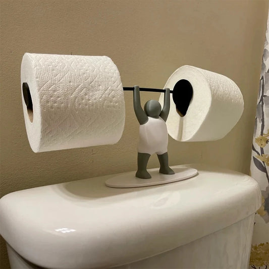 Funny Toilet Paper Shelf 3D Printed Weightlifting Figurine Napkin Rack Home Decor Organizer For Tissue Rolls Wipes Towel Labbubu