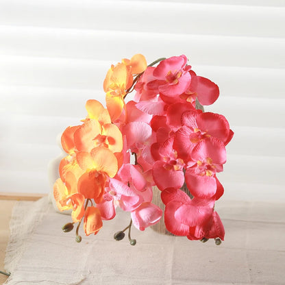 8 Heads Silk Orchid Artificial Flower Branch Wedding Home DIY Vase Decor Fake Phalaenopsis Potted Flores artificiales Wholesale