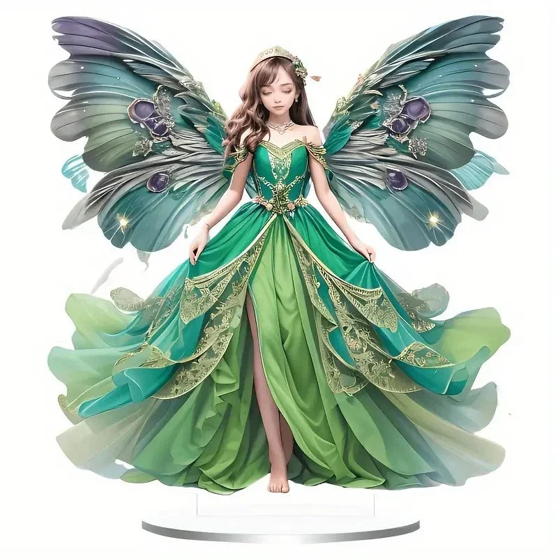 Vibrant Green Butterfly Fairy 2D Flat Acrylic Table Decoration ,Home,studio,Cafe,room, Ornament Desktop Gift Kit Sign