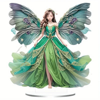 Vibrant Green Butterfly Fairy 2D Flat Acrylic Table Decoration ,Home,studio,Cafe,room, Ornament Desktop Gift Kit Sign
