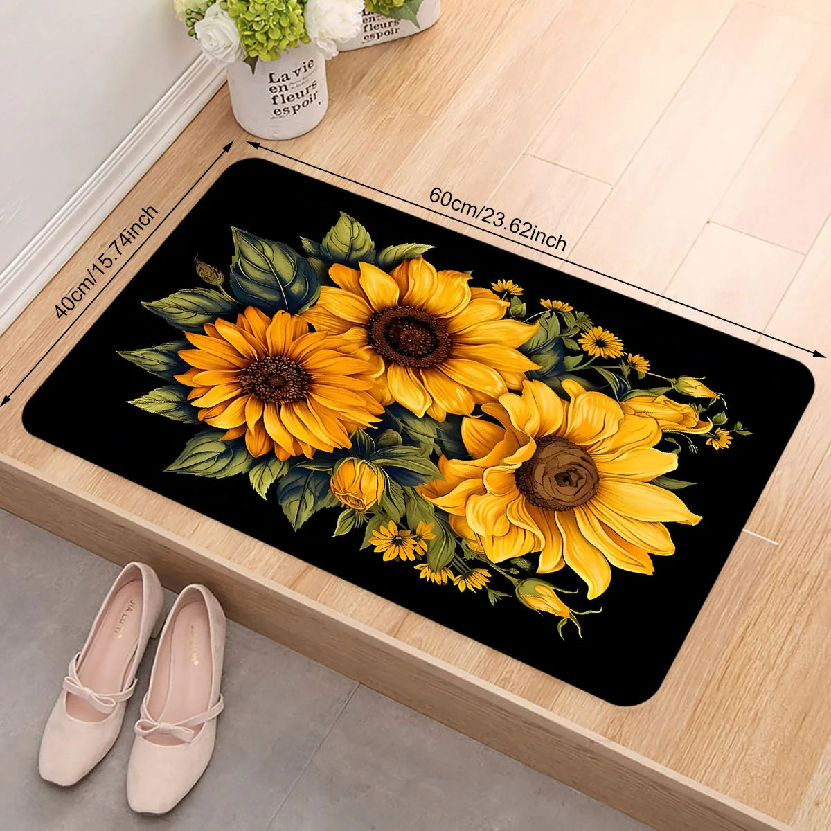 Sunflower Floral Print Entrance Rugs Kitchen Balcony Hallway Floormat Living Room Bedroom Bathroom Non-slip Door Mat Home Decor