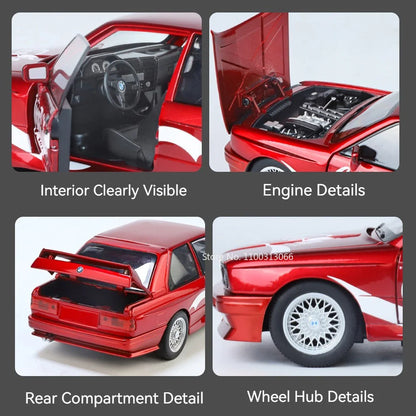 1:24 M3 RX7-FC Models Cars Toy Alloy Diecast 4 Doors Opened Miniature Car with Light Music Vehicle Boys Festival Gifts