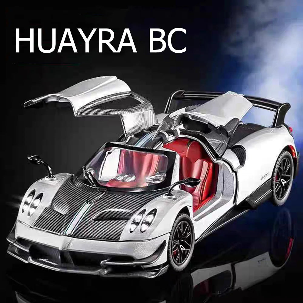 1:24 Pagani Huayra BC Apollo EVO Toy Cars Alloy Models Rubber Tires Doors Opened Miniature Sports Car  for Boys Collection Gifts