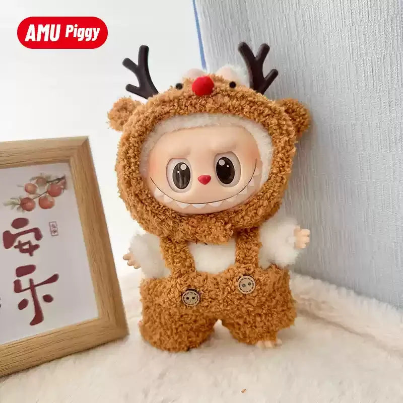 New Hot Lafufu  Dolls Sitting Party Clothing Outfit 17cm Mini Plush Doll'S Clothes Bear Rabbit Bib Pants Overalls Accessories