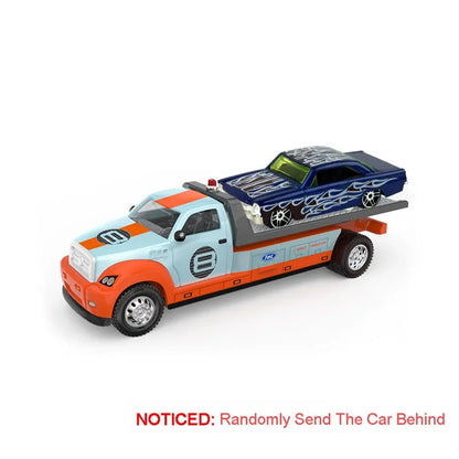 1: 64 Container Trailer Toys Alloy Models Cars Doors Opened Pull Back Miniature Flatbed Transport Vehicles Boys Festival Gifts