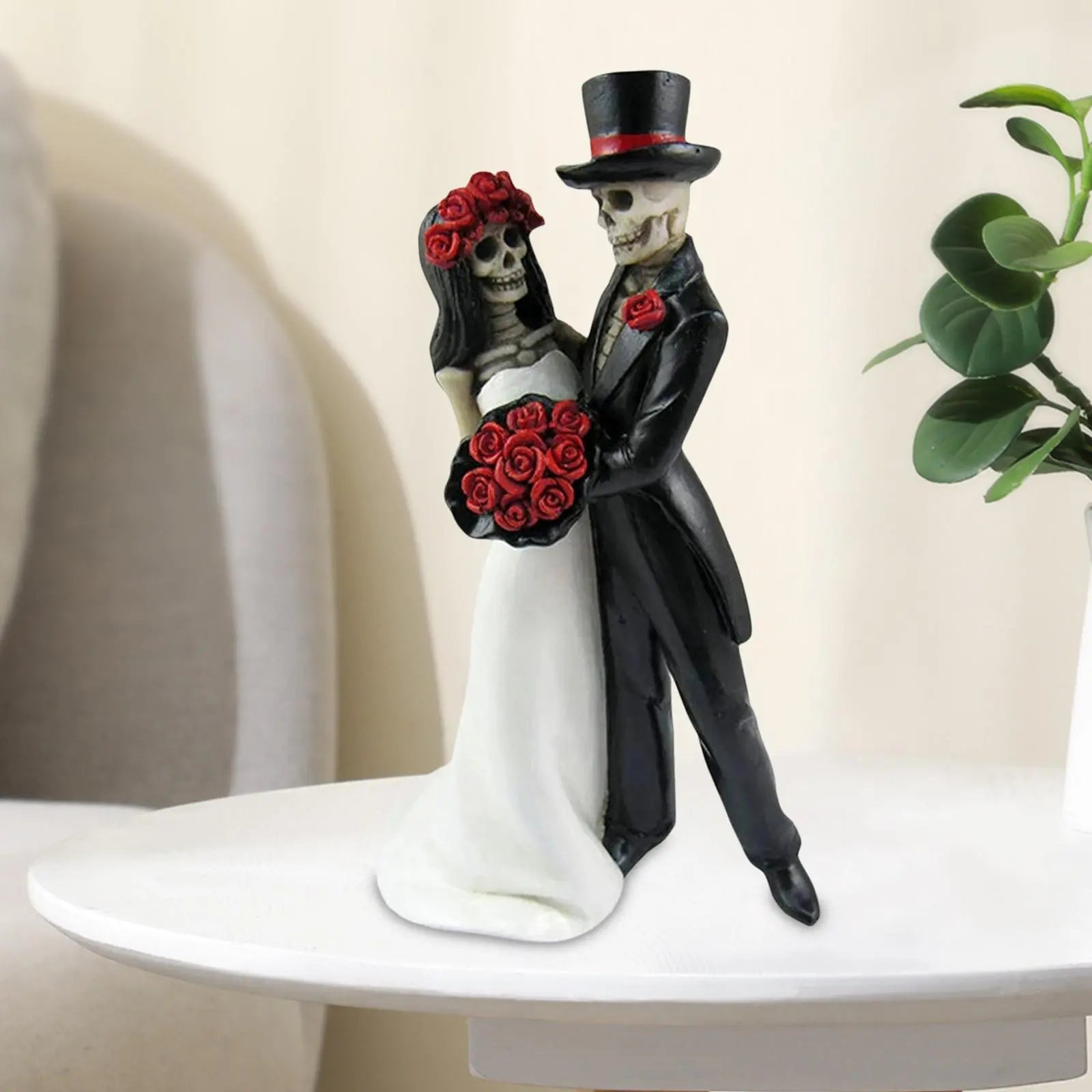 Skull Statue Skeleton Wedding Couple Bride Art for Desktop Decorations
