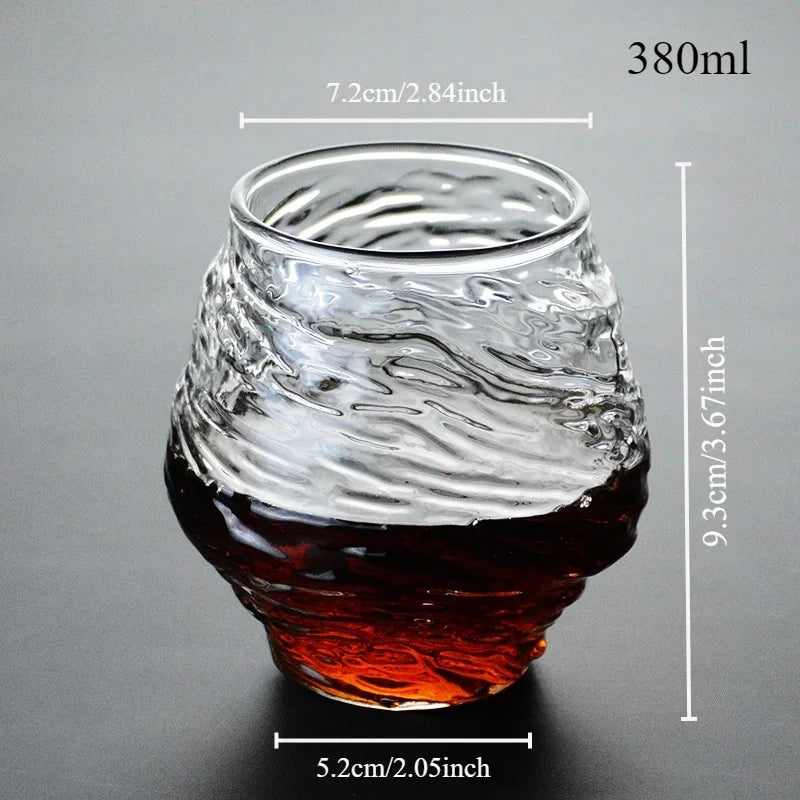 Japan 3D Mountain Whiskey Glass Glacier Old Fashioned Whisky Rock Glasses Whiskey-glass Wooden Gift Box Vodka Cup Wine Tumbler