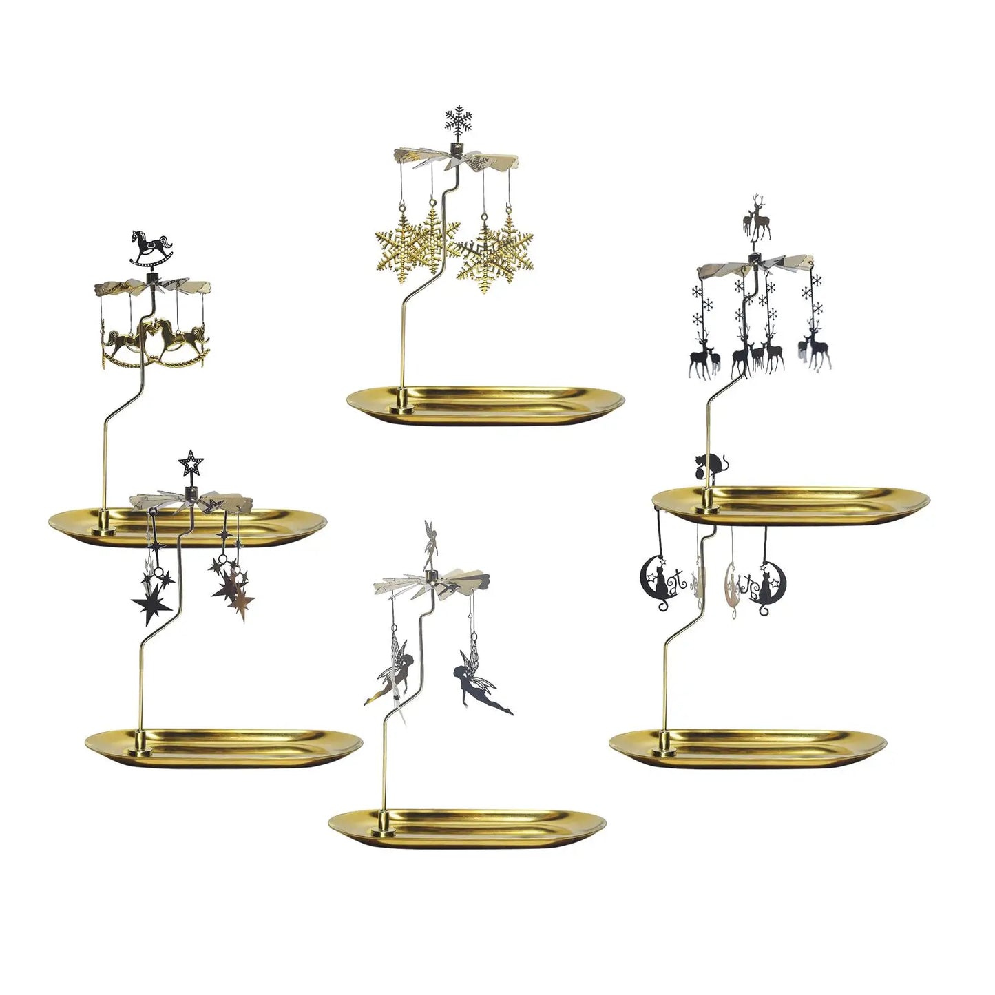 Golden Rotating Candlestick Holder Carousel Revolving Candle Tray Candle Holder for Romantic Wedding Party Bedroom Decoration