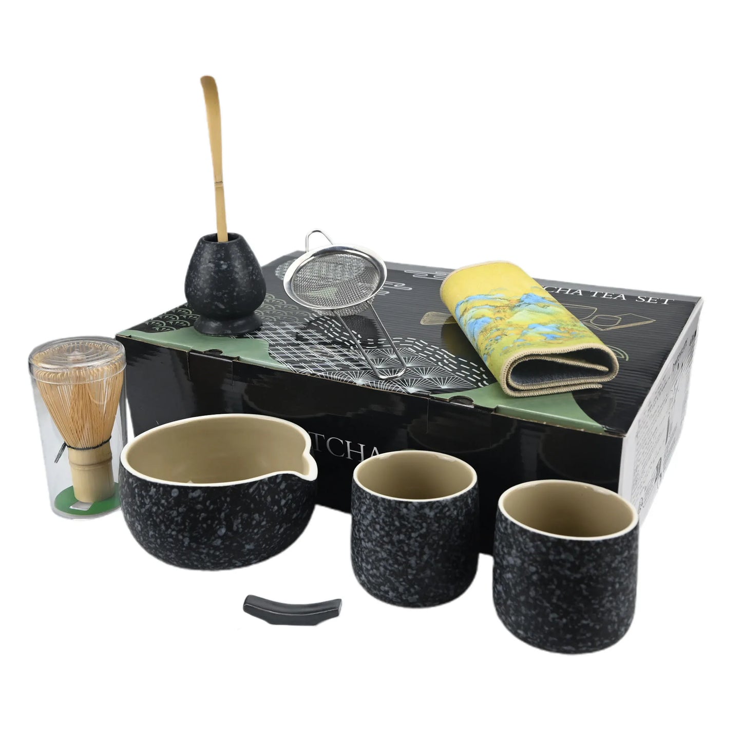 9pcs Japanese Matcha Set Matcha Bowl With Mouth Song Dynasty Tea Tip Tool Matcha Whisker Stand