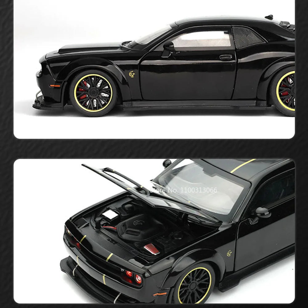1:32 Challenger SRT Hellcat Chiron Sports Cars Toy Models Wheels Turned Vehicle 4 Doors Opened Miniature Car Kids Festival Gifts