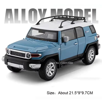 1:24 Coaster FJ LAND CRUISER Models Toys Cars Light Music Pull Back Vehicle Rubber Tires Miniature Car for Kids Collection Gifts