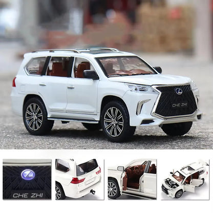 1:24 Metal LX570 LX600 Cars Miniature Models 6 Doors Opened Off-road SUV Diecast Toy Light Music Toys for Boys Festival Presents