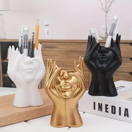 Unique David Statue Pen Holder Makeup Brush Holder Scandinavian Style Abs Resin Art Supplies Office Home Decoration Storage Box