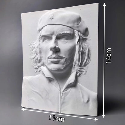 Che Guevara Plaster Bas-Relief Sculpture, Revolutionary Semi-Handmade Bust Statue for Home Decor, Artistic Collectible Gift