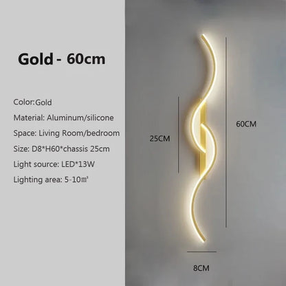 Modern LED Wall Sconce Strip Aluminum Wall Lamp 60/80/100CM For Bedroom Bedside Living Room Background Decor Lighting Fixtures