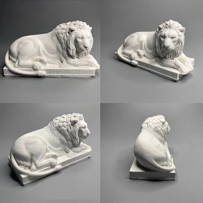 Stone Lion Chinese Style Town House Bonsai Gypsum Decoration Art Figurine, Aesthetic Home, Desktop Book Nook, Sculpture Ornament