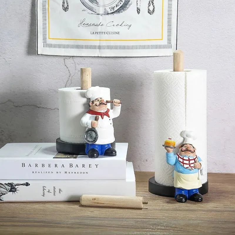 Chef Style Paper Towel Holder, Resin Crafts Display for Kitchen Cafe Western Restaurant Cake Shop Dessert Shop.