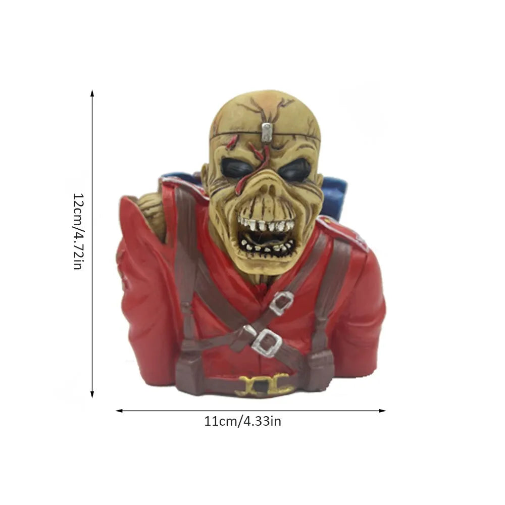 Iron Maiden Band Skull Bust Ornaments Resin Crafts Figurines Halloween Rock Legend Sculpture Home Decor Desk Accessories