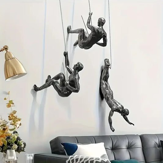 Retro Climbing Man Series Statue Wall Decoration Unique Touch Creative Climbing Statue Pendant Party Decoration