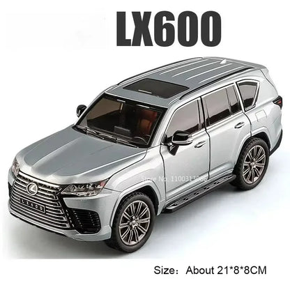 1:24 Metal LX570 LX600 Cars Miniature Models 6 Doors Opened Off-road SUV Diecast Toy Light Music Toys for Boys Festival Presents