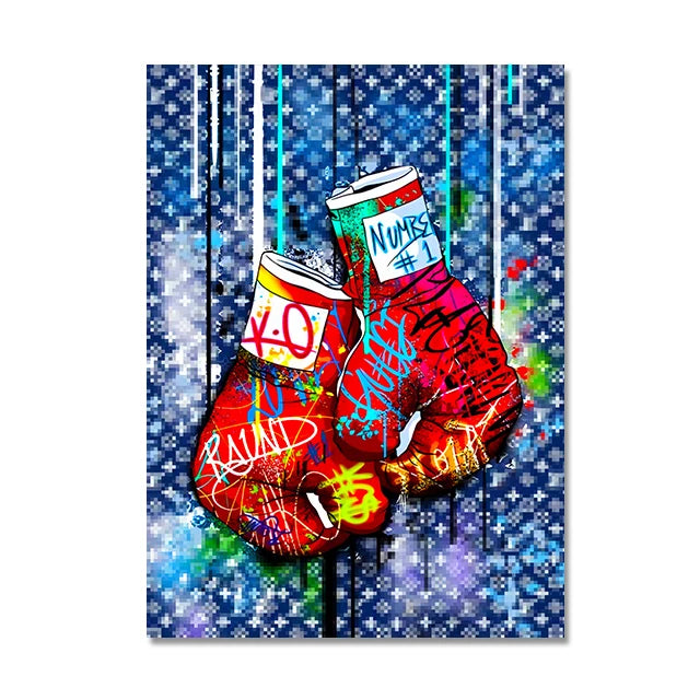 Abstract Luxury Pop Art Posters Boxing Gloves Graffiti Canvas Painting Fashion Wall Art Pictures Home Living Room Decor No Frame