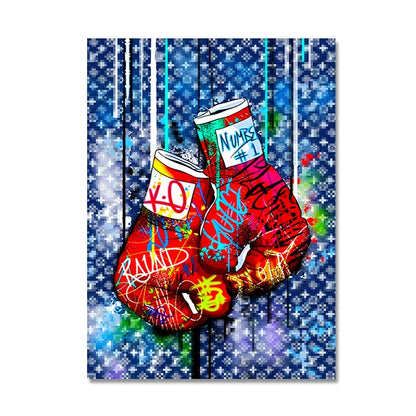 Abstract Luxury Pop Art Posters Boxing Gloves Graffiti Canvas Painting Fashion Wall Art Pictures Home Living Room Decor No Frame