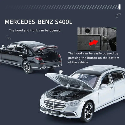 1:24 Scale Maybach S400L GLS600 Alloy Cars Models Toys Wheel Pull Back Vehicles Model Sound Light Toy Cars Boys Festival Gifts
