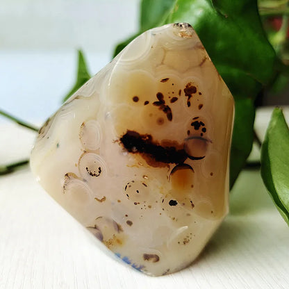 Natural Stone Moss Agate Ice Cream Flame Shaped Witchcraft Spiritual Meditation Energy Stone Home Feng Shui Crystal Ornaments