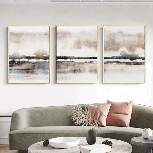 Abstract Sunset Landscape Canvas Painting Bohemia Art Poster Print Nordic Contemporary Wall Picture Modern Home Decoration