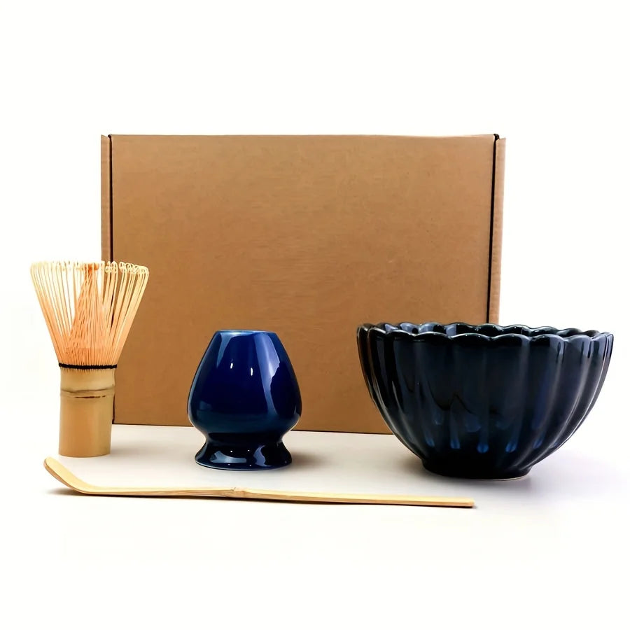 4pcs/set Japanese Style Matcha Tea Set With Tool Rack, Including Bowl, Whisk, Spoon, Great Gift For Ceremony, Traditional Decora