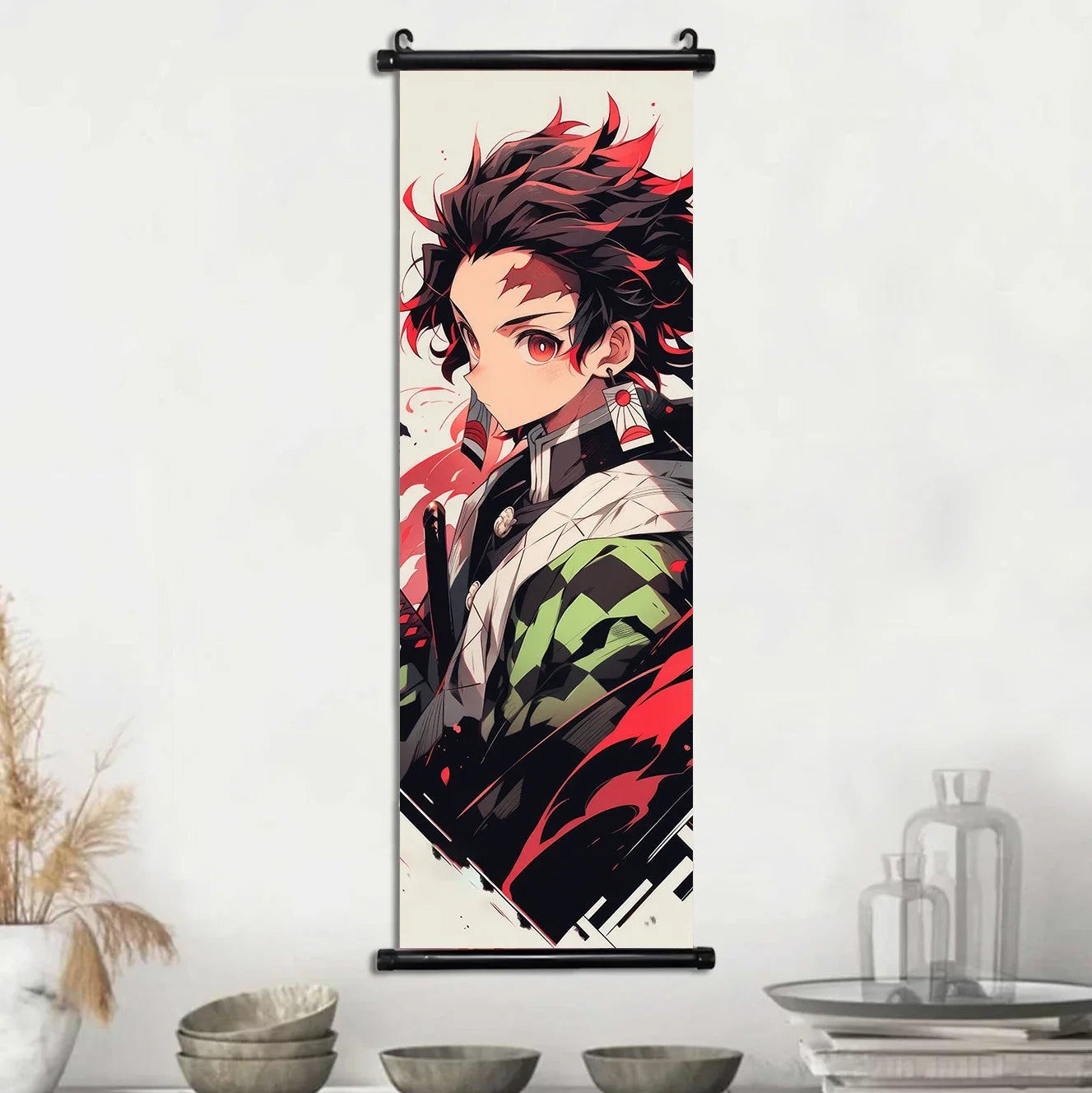 D-Demon Slayer Kamado Tanjirou Scroll Canvas Wall Hanging Painting Home Decor Anime Poster Wall Room Decoration Decro Wallpaper