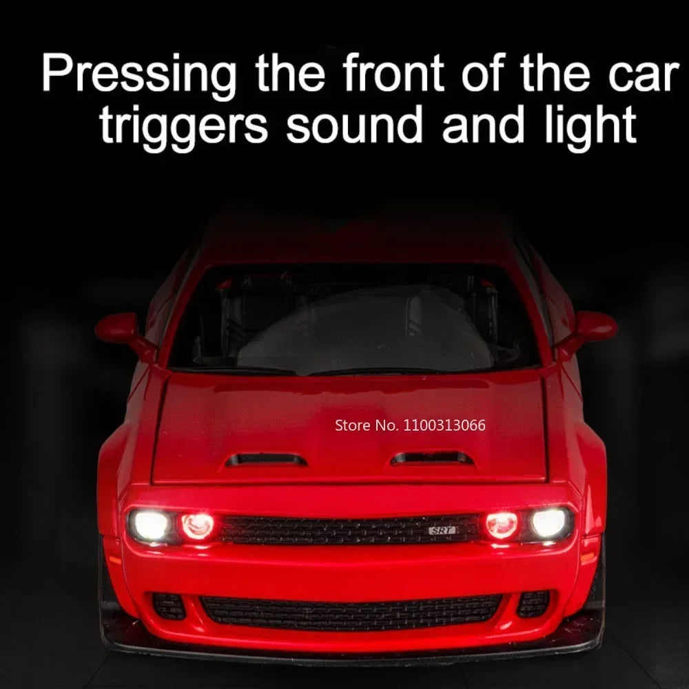 1:32 Scale Challenger SRT Demon HellCat Cars Toy Models Alloy Sports Car Light Sound Police Car Model Toy Kids Collection Gifts