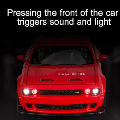 1:32 Scale Challenger SRT Demon HellCat Cars Toy Models Alloy Sports Car Light Sound Police Car Model Toy Kids Collection Gifts